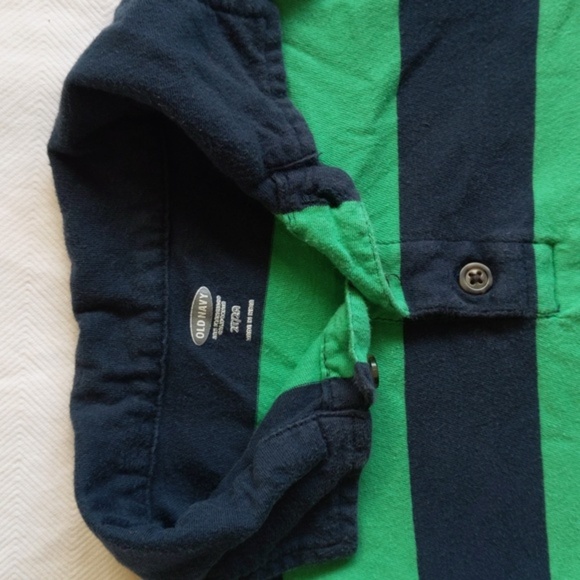 old navy soft cotton green & blue striped polo shirt 2T toddler boys - Picture 4 of 5
